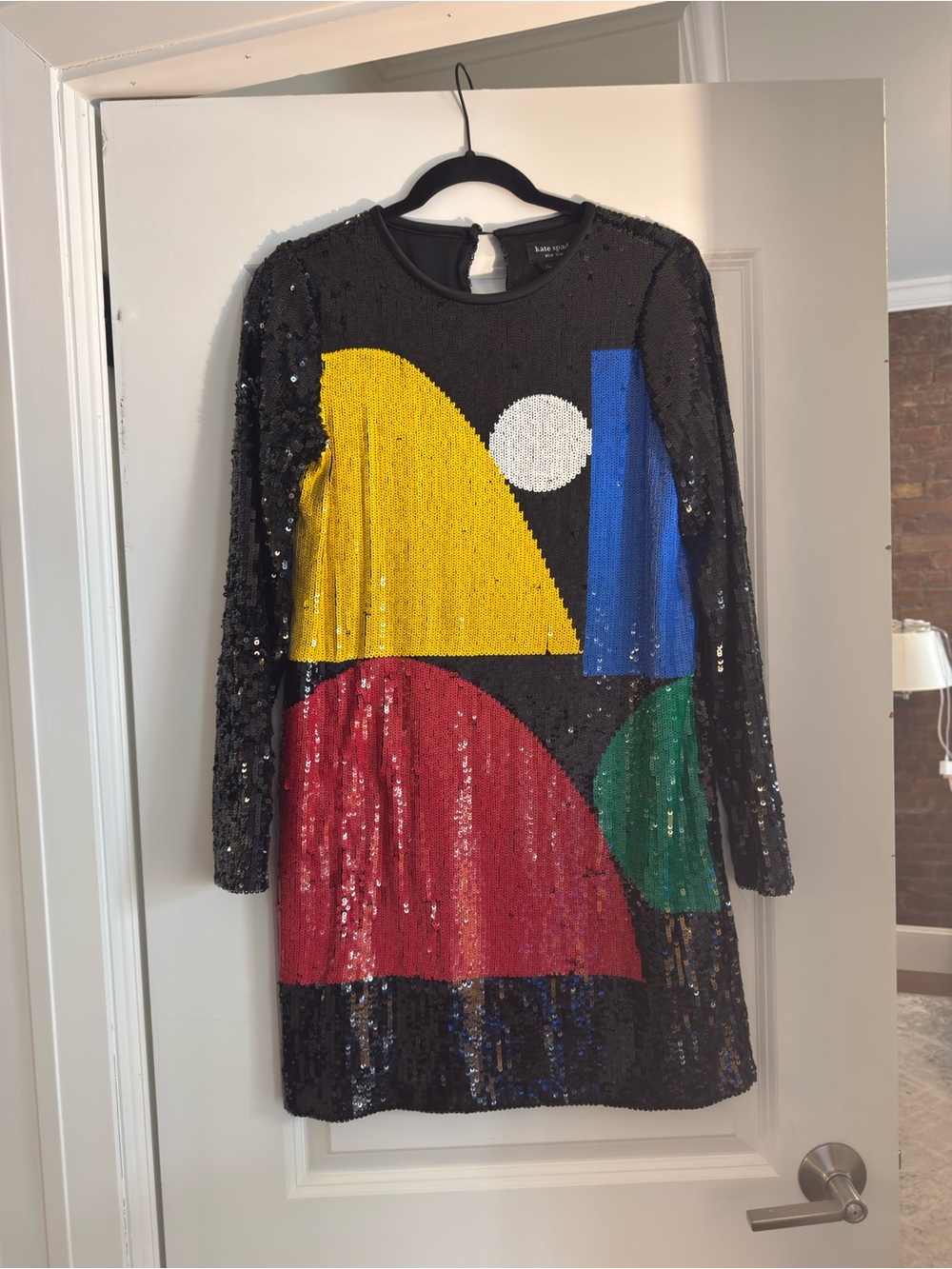 Kate Spade Black Sequin Geometric Cocktail Dress - Multi